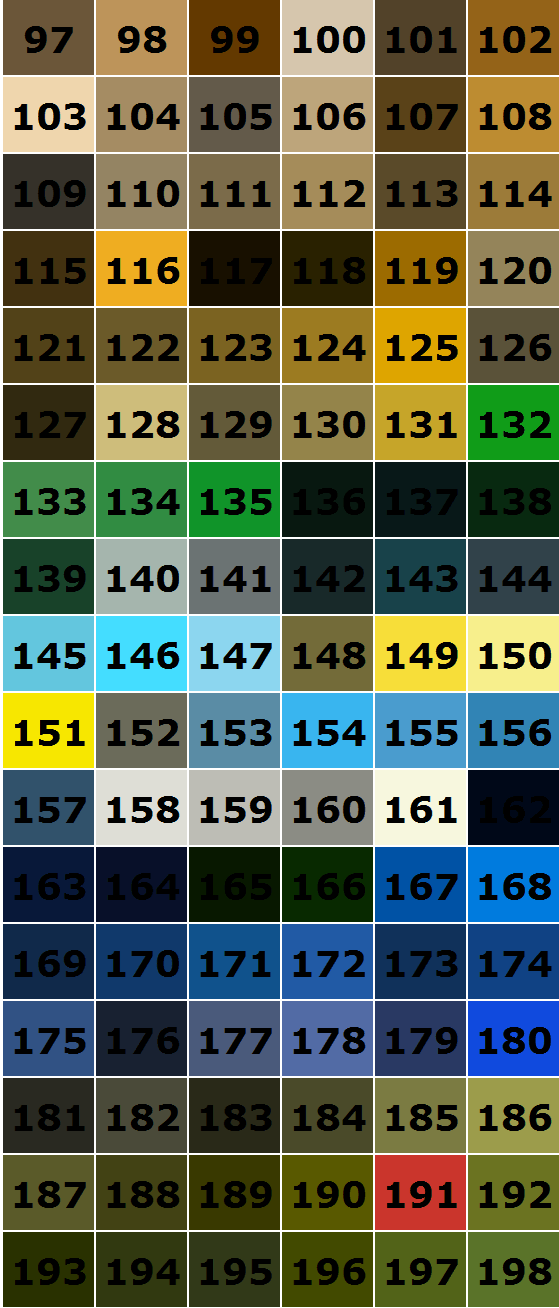 战神引擎颜色值列表（共255种颜色）